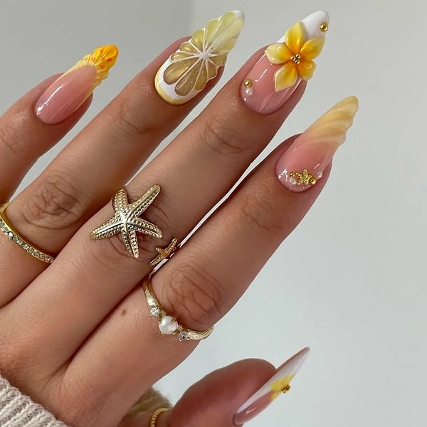 Chic Pink Blossom Nail Set