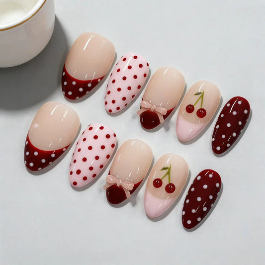 Chic Pink Polka Dot Nails