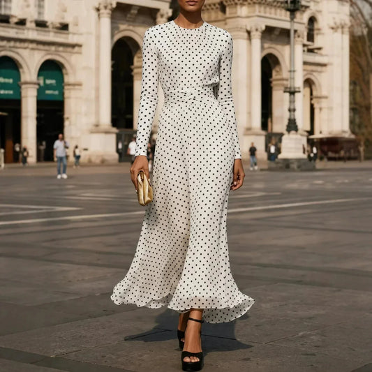 Elegant Polka Dot Maxi Dress