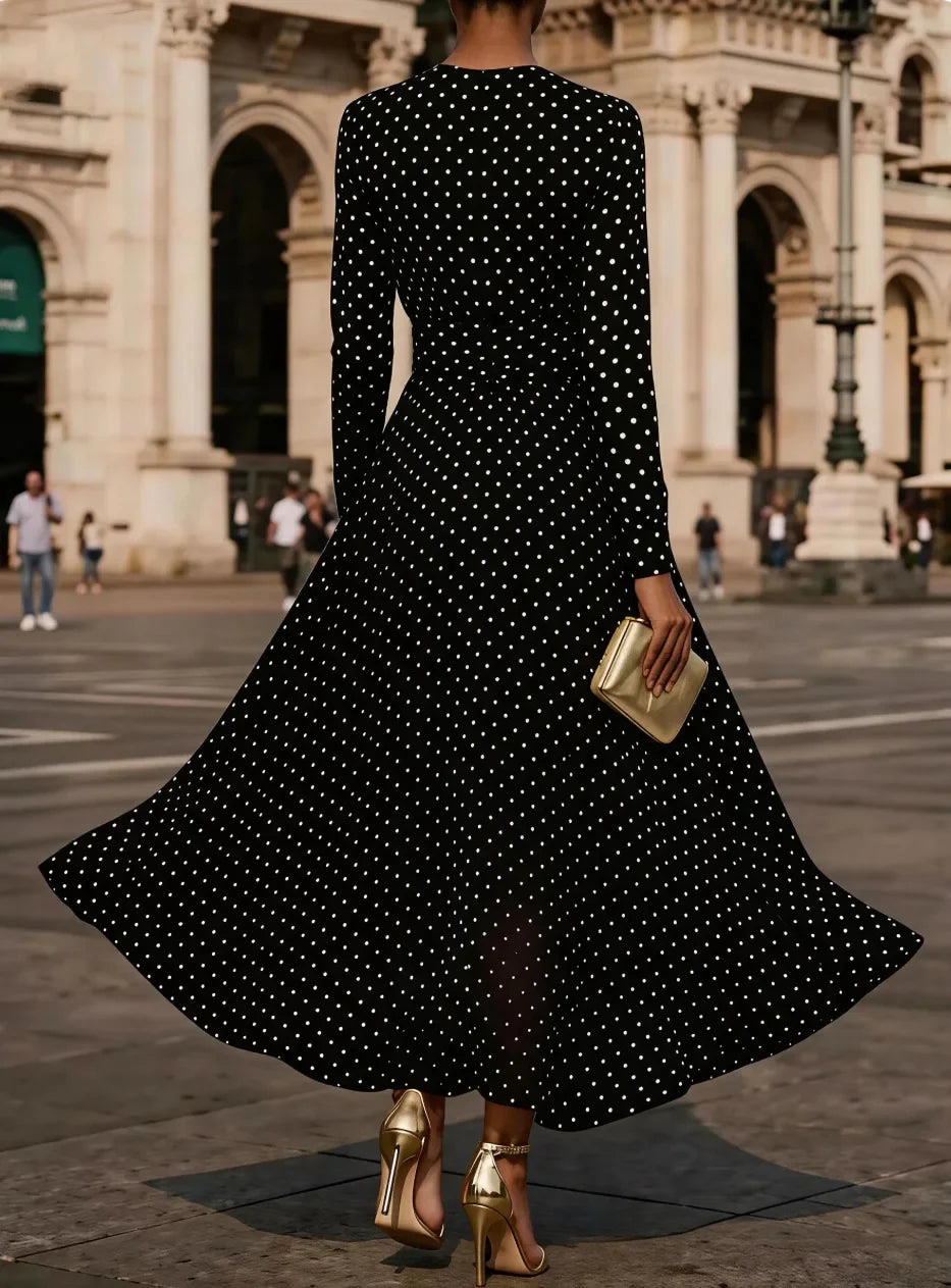 Elegant Polka Dot Maxi Dress