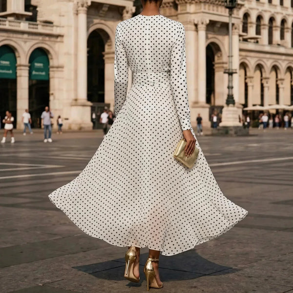 Elegant Polka Dot Maxi Dress