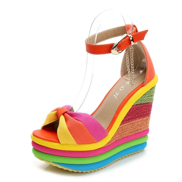 Rainbow Wedge Sandals for Women