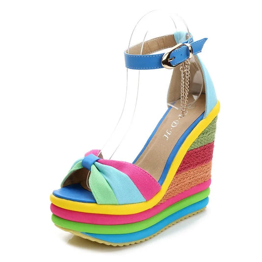 Rainbow Wedge Sandals for Women