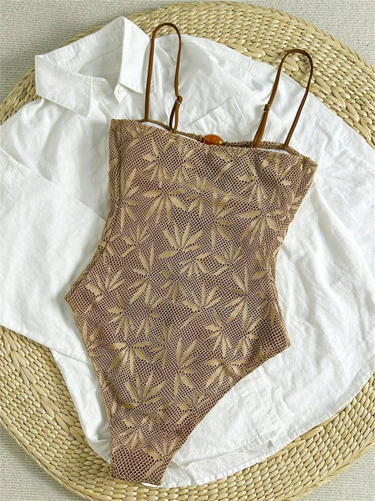 Vintage Coffee Leaf Swimsuit