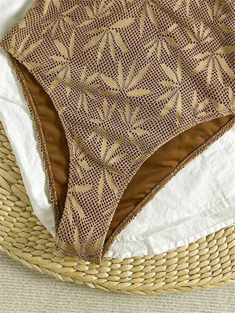 Vintage Coffee Leaf Swimsuit