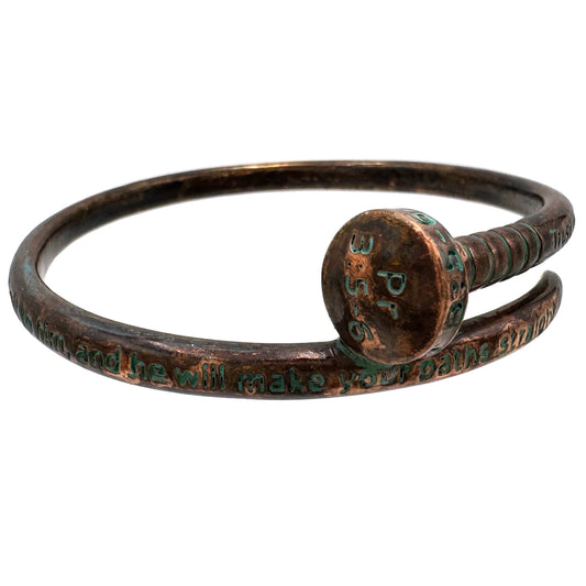 Engraved Proverbs 3:5-6 Nail Wrap Bangle Bracelet
